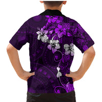 Fiji Masi Family Matching Mermaid Dress and Hawaiian Shirt Fijian Hibiscus Tapa Purple Version LT01 - Polynesian Pride