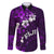 Fiji Masi Family Matching Mermaid Dress and Hawaiian Shirt Fijian Hibiscus Tapa Purple Version LT01 Dad's Shirt - Long Sleeve Purple - Polynesian Pride