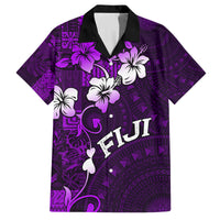Fiji Masi Family Matching Tank Maxi Dress and Hawaiian Shirt Fijian Hibiscus Tapa Purple Version LT01 Dad's Shirt - Short Sleeve Purple - Polynesian Pride