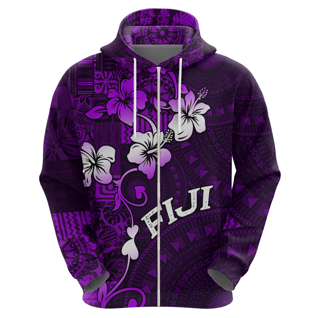 Fiji Masi Hoodie Fijian Hibiscus Tapa Purple Version LT01 - Polynesian Pride