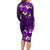 Fiji Masi Long Sleeve Bodycon Dress Fijian Hibiscus Tapa Purple Version LT01 - Polynesian Pride