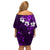 Fiji Masi Off Shoulder Short Dress Fijian Hibiscus Tapa Purple Version LT01 - Polynesian Pride