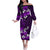 Fiji Masi Off The Shoulder Long Sleeve Dress Fijian Hibiscus Tapa Purple Version LT01 Women Purple - Polynesian Pride