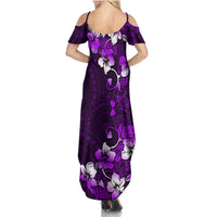 Fiji Masi Summer Maxi Dress Fijian Hibiscus Tapa Purple Version LT01 - Polynesian Pride
