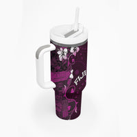 Fiji Masi Tumbler With Handle Fijian Hibiscus Tapa Purple Version
