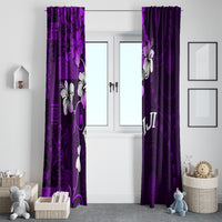 Fiji Masi Window Curtain Fijian Hibiscus Tapa Purple Version LT01 - Polynesian Pride
