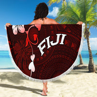 Fiji Masi Beach Blanket Fijian Hibiscus Tapa Red Version LT01 - Polynesian Pride