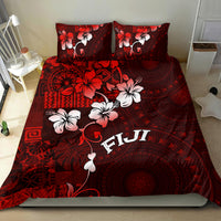 Fiji Masi Bedding Set Fijian Hibiscus Tapa Red Version LT01 - Polynesian Pride