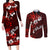 Fiji Masi Couples Matching Long Sleeve Bodycon Dress and Long Sleeve Button Shirt Fijian Hibiscus Tapa Red Version LT01 Red - Polynesian Pride