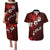 Fiji Masi Couples Matching Puletasi Dress and Hawaiian Shirt Fijian Hibiscus Tapa Red Version LT01 Red - Polynesian Pride