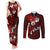 Fiji Masi Couples Matching Tank Maxi Dress and Long Sleeve Button Shirt Fijian Hibiscus Tapa Red Version LT01 Red - Polynesian Pride