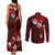 Fiji Masi Couples Matching Tank Maxi Dress and Long Sleeve Button Shirt Fijian Hibiscus Tapa Red Version LT01 - Polynesian Pride