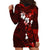 Fiji Masi Hoodie Dress Fijian Hibiscus Tapa Red Version LT01 - Polynesian Pride