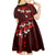 Fiji Masi Kid Short Sleeve Dress Fijian Hibiscus Tapa Red Version LT01 - Polynesian Pride