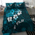 Fiji Masi Bedding Set Fijian Hibiscus Tapa Sky Blue Version LT01 - Polynesian Pride