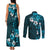 Fiji Masi Couples Matching Tank Maxi Dress and Long Sleeve Button Shirt Fijian Hibiscus Tapa Sky Blue Version LT01 - Polynesian Pride