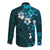 Fiji Masi Long Sleeve Button Shirt Fijian Hibiscus Tapa Sky Blue Version LT01 - Polynesian Pride