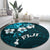 Fiji Masi Round Carpet Fijian Hibiscus Tapa Sky Blue Version LT01 - Polynesian Pride