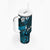 Fiji Masi Tumbler With Handle Fijian Hibiscus Tapa Sky Blue Version