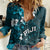 Fiji Masi Women Casual Shirt Fijian Hibiscus Tapa Sky Blue Version LT01 Female Blue - Polynesian Pride
