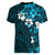 Fiji Masi Women V Neck T Shirt Fijian Hibiscus Tapa Sky Blue Version LT01 - Polynesian Pride