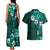 Fiji Masi Couples Matching Tank Maxi Dress and Hawaiian Shirt Fijian Hibiscus Tapa Turquoise Version LT01 - Polynesian Pride