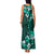Fiji Masi Family Matching Tank Maxi Dress and Hawaiian Shirt Fijian Hibiscus Tapa Turquoise Version LT01 - Polynesian Pride