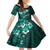 Fiji Masi Kid Short Sleeve Dress Fijian Hibiscus Tapa Turquoise Version LT01 KID Turquoise - Polynesian Pride