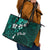 Fiji Masi Leather Tote Bag Fijian Hibiscus Tapa Turquoise Version LT01 - Polynesian Pride