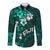 Fiji Masi Long Sleeve Button Shirt Fijian Hibiscus Tapa Turquoise Version LT01 Unisex Turquoise - Polynesian Pride
