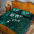 Fiji Masi Quilt Bed Set Fijian Hibiscus Tapa Turquoise Version LT01 - Polynesian Pride