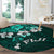 Fiji Masi Round Carpet Fijian Hibiscus Tapa Turquoise Version LT01 - Polynesian Pride