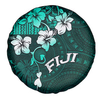 Fiji Masi Spare Tire Cover Fijian Hibiscus Tapa Turquoise Version LT01 - Polynesian Pride