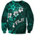 Fiji Masi Sweatshirt Fijian Hibiscus Tapa Turquoise Version LT01 Unisex Turquoise - Polynesian Pride