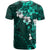 Fiji Masi T Shirt Fijian Hibiscus Tapa Turquoise Version LT01 - Polynesian Pride