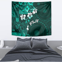 Fiji Masi Tapestry Fijian Hibiscus Tapa Turquoise Version LT01 - Polynesian Pride