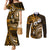 Fiji Masi Paisley With Hibiscus Tapa Couples Matching Mermaid Dress and Long Sleeve Button Shirt Gold Version LT01 Gold - Polynesian Pride