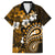 Fiji Masi Paisley With Hibiscus Tapa Family Matching Puletasi Dress and Hawaiian Shirt Gold Version LT01 Dad's Shirt - Short Sleeve Gold - Polynesian Pride