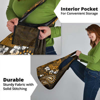 Fiji Masi Paisley With Hibiscus Tapa Grocery Bag Gold Version