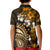 Fiji Masi Paisley With Hibiscus Tapa Kid Polo Shirt Gold Version LT01 - Polynesian Pride