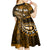 Fiji Masi Paisley With Hibiscus Tapa Kid Short Sleeve Dress Gold Version LT01 - Polynesian Pride