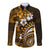 Fiji Masi Paisley With Hibiscus Tapa Long Sleeve Button Shirt Gold Version LT01 Unisex Gold - Polynesian Pride