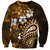 Fiji Masi Paisley With Hibiscus Tapa Sweatshirt Gold Version LT01 Unisex Gold - Polynesian Pride