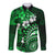 Fiji Masi Paisley With Hibiscus Tapa Long Sleeve Button Shirt Green Version LT01 Unisex Green - Polynesian Pride