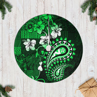 Fiji Masi Paisley With Hibiscus Tapa Tree Skirt Green Version LT01 Casual Tree Skirts Green - Polynesian Pride