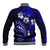 Fiji Masi Paisley With Hibiscus Tapa Baseball Jacket Navy Blue Version LT01 - Polynesian Pride