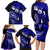 Fiji Masi Paisley With Hibiscus Tapa Family Matching Long Sleeve Bodycon Dress and Hawaiian Shirt Navy Blue Version LT01 - Polynesian Pride