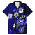 Fiji Masi Paisley With Hibiscus Tapa Family Matching Long Sleeve Bodycon Dress and Hawaiian Shirt Navy Blue Version LT01 Dad's Shirt - Short Sleeve Blue - Polynesian Pride