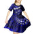 Fiji Masi Paisley With Hibiscus Tapa Kid Short Sleeve Dress Navy Blue Version LT01 - Polynesian Pride