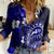 Fiji Masi Paisley With Hibiscus Tapa Women Casual Shirt Navy Blue Version LT01 Female Blue - Polynesian Pride